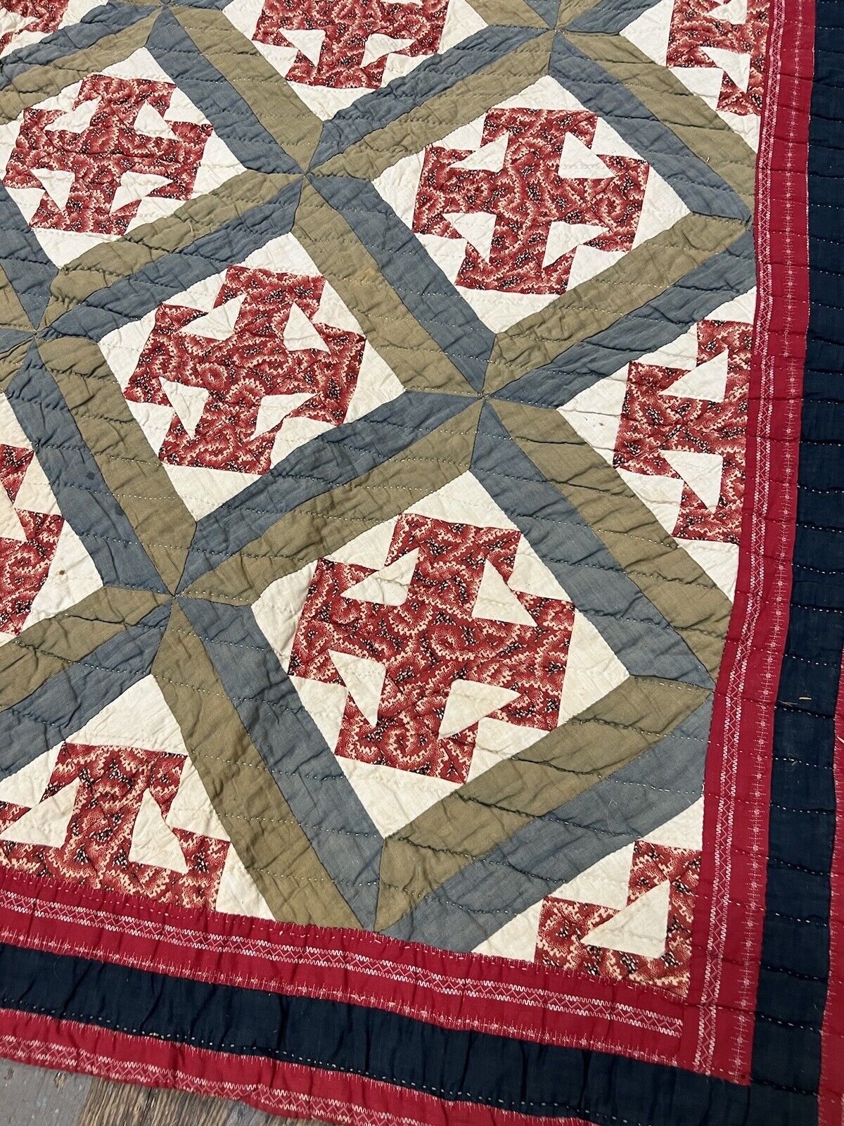 Gorgeous 19th Century Hand Sewn Double T Quilt