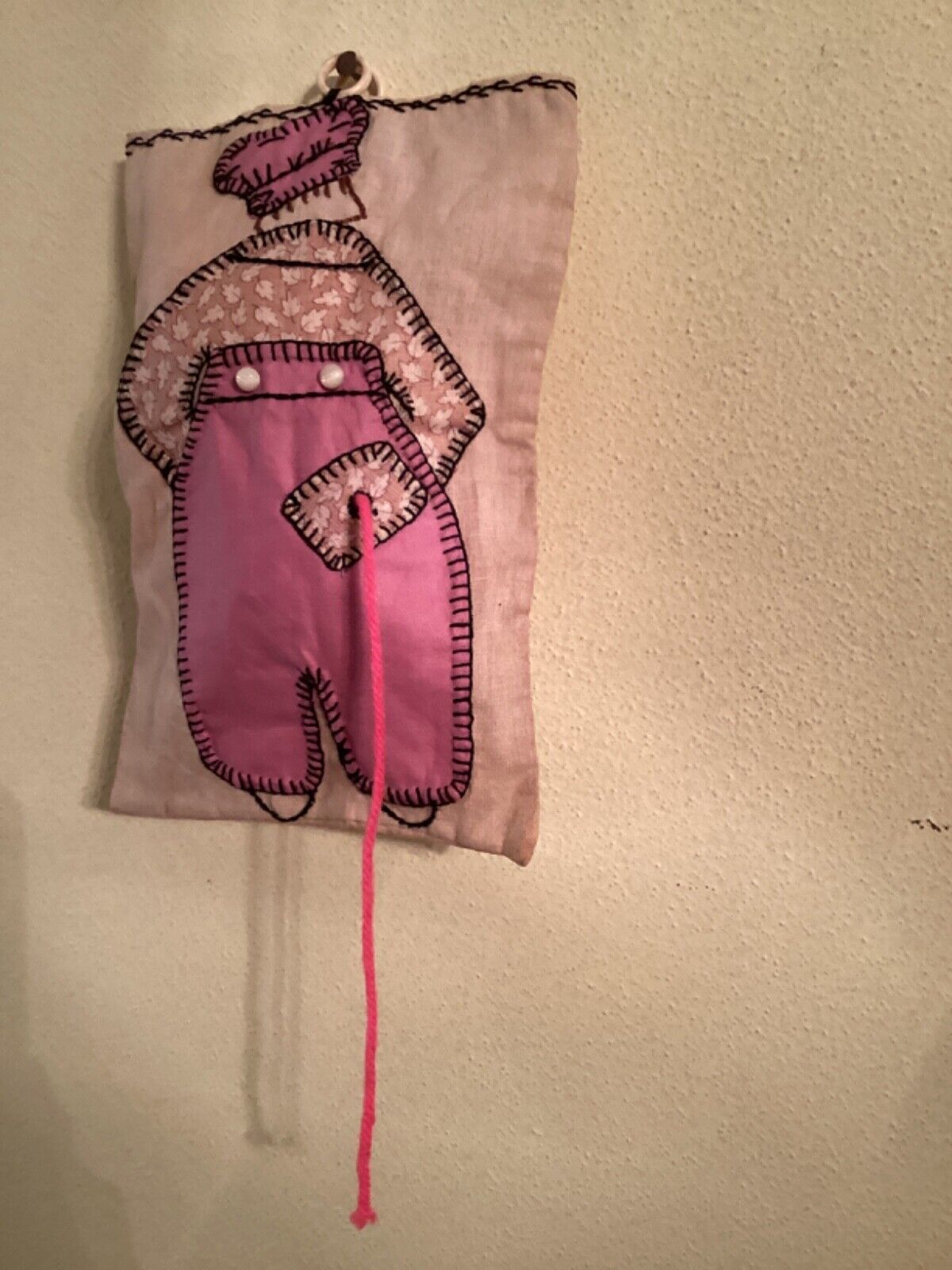 1800s Quilted String Bag - Flour Sack Design
