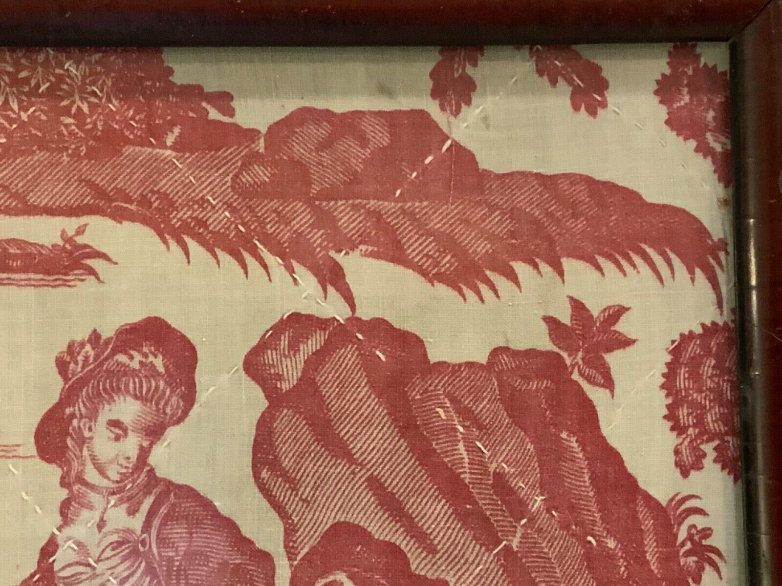 Framed Early 1800s French Toile Country Art