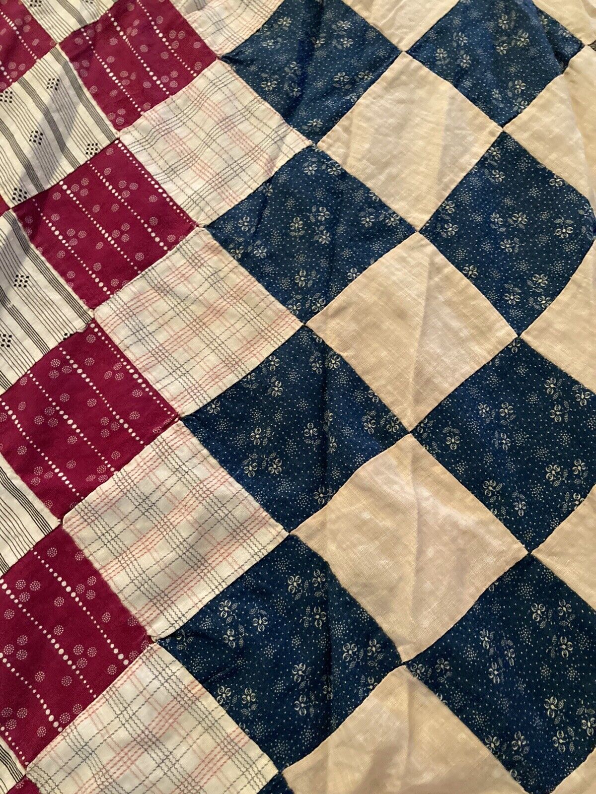 1800s Antique Patchwork Quilt Top with Calicos