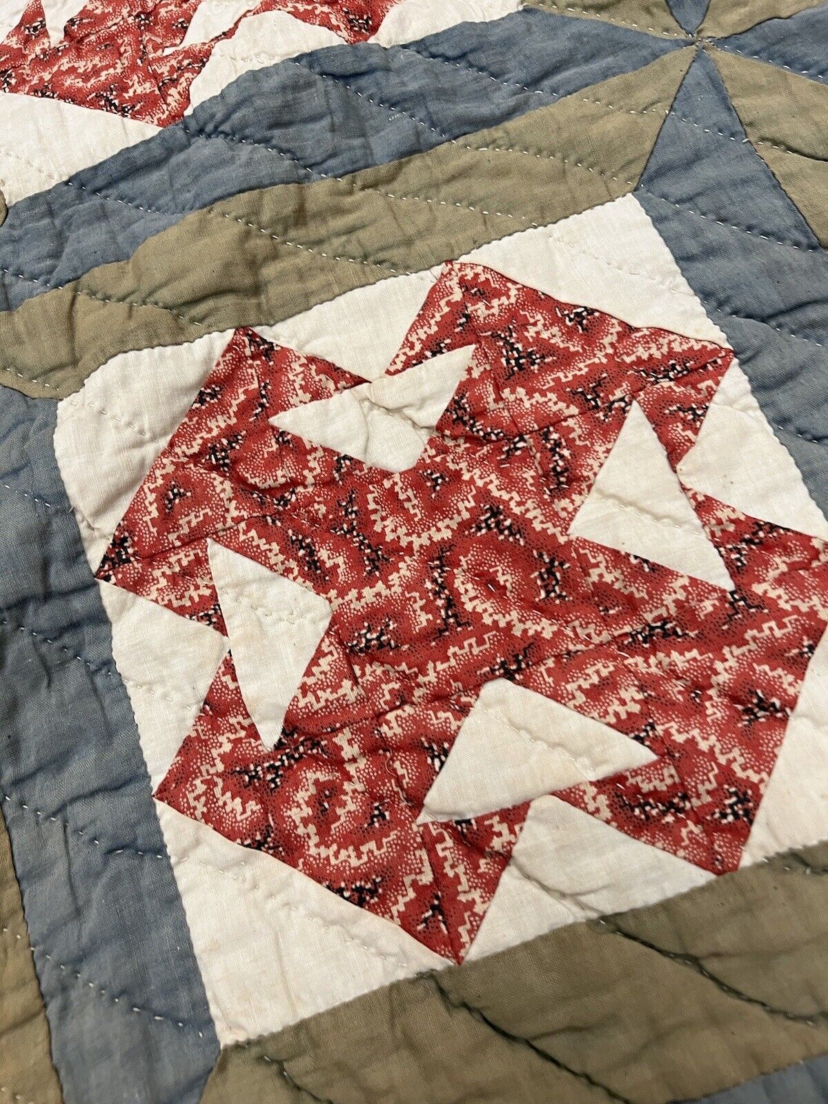 Gorgeous 19th Century Hand Sewn Double T Quilt