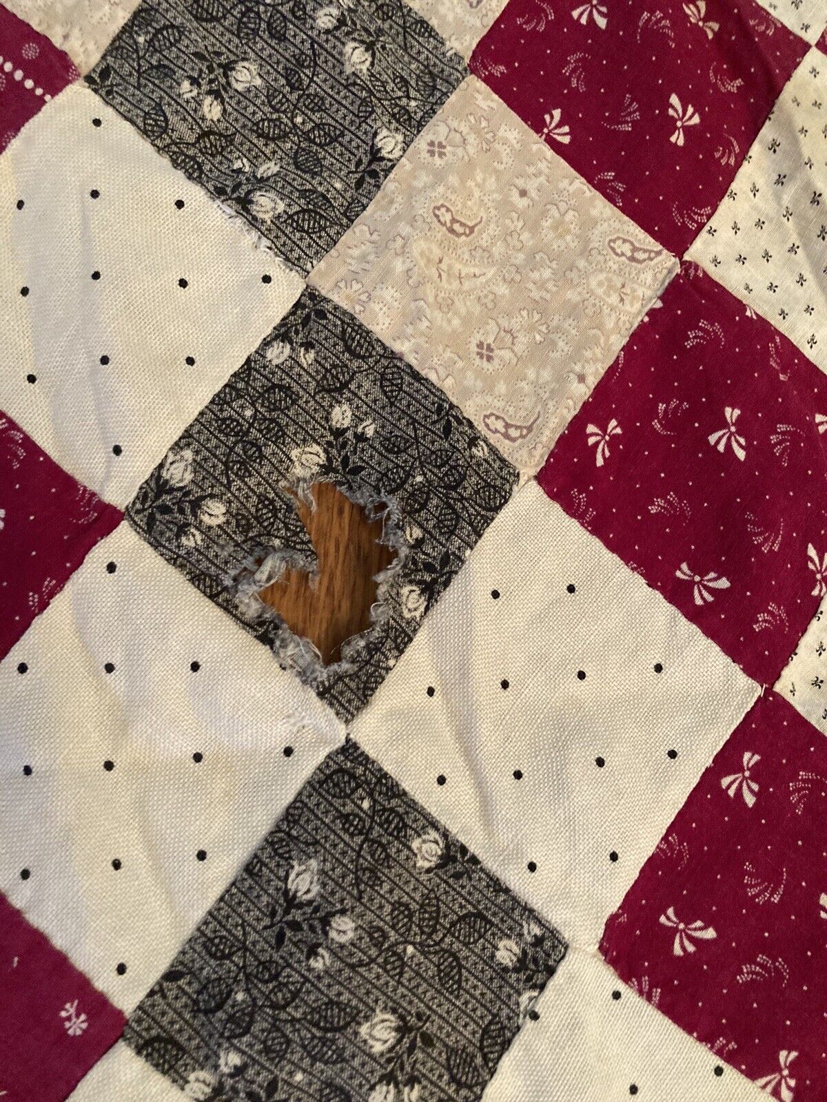 1800s Antique Patchwork Quilt Top with Calicos