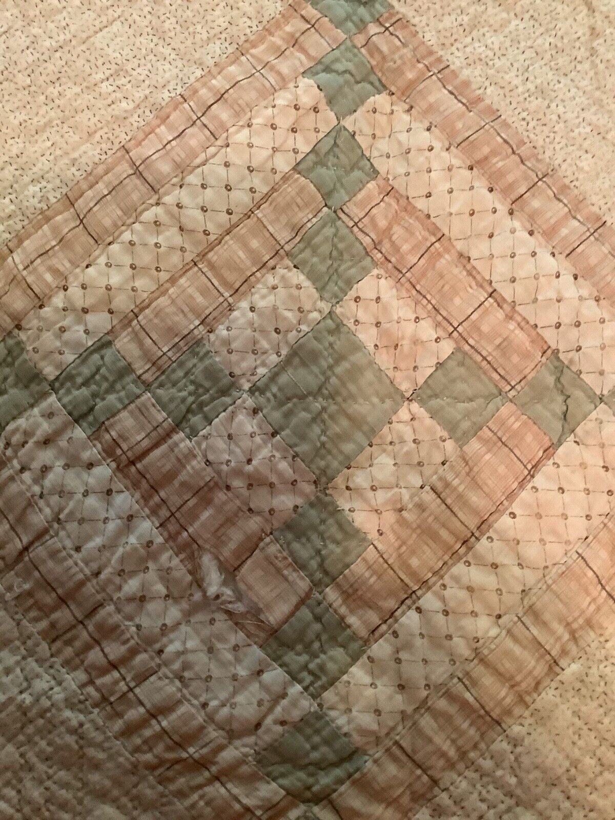 Vintage Hand Quilted Patchwork Quilt Piece