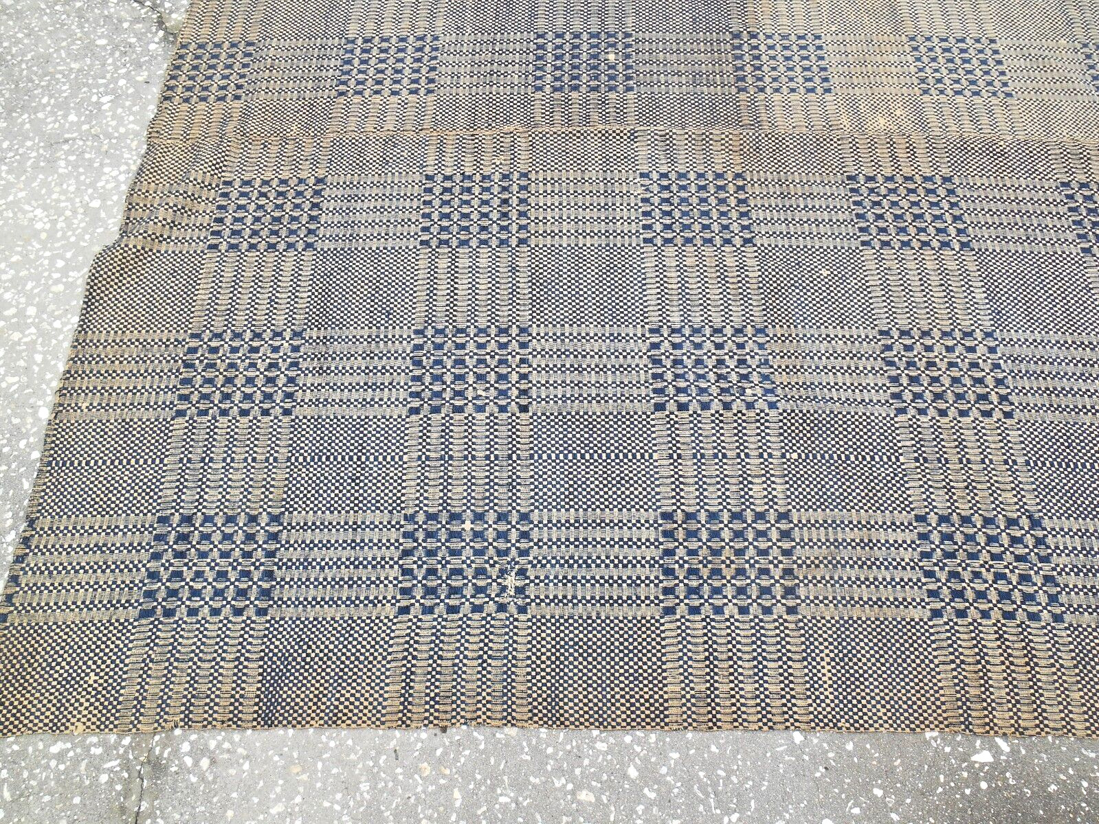 Early 1800s Handmade Loomed Quilt 74" x 99