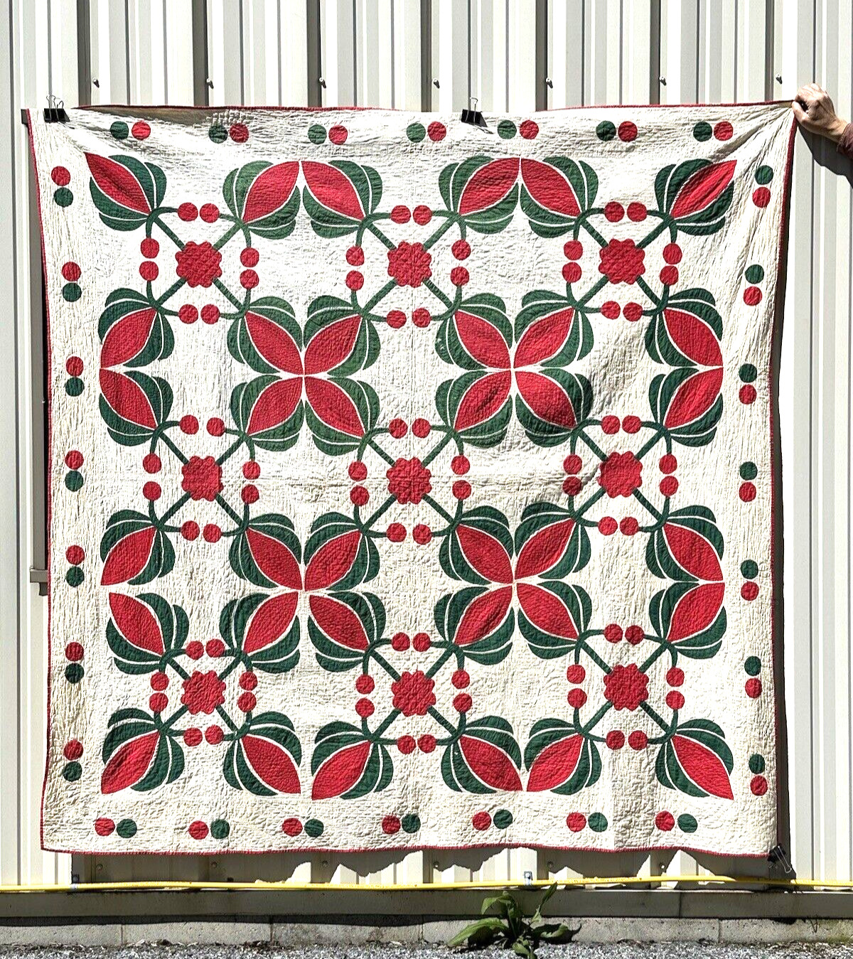 Antique 1800s Civil War Applique Quilt Tulips