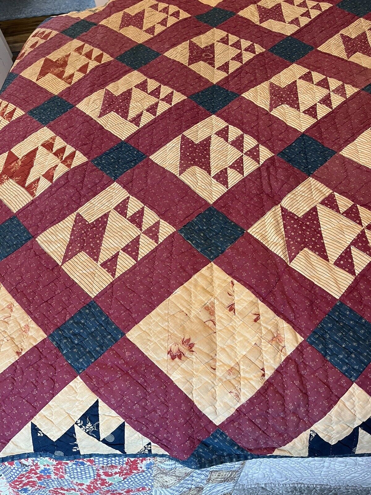 1800s Calico Americana Handmade Quilt