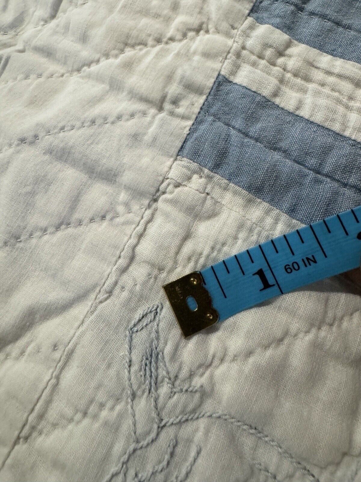 Antique Early 1900s Handmade Blue White Quilt