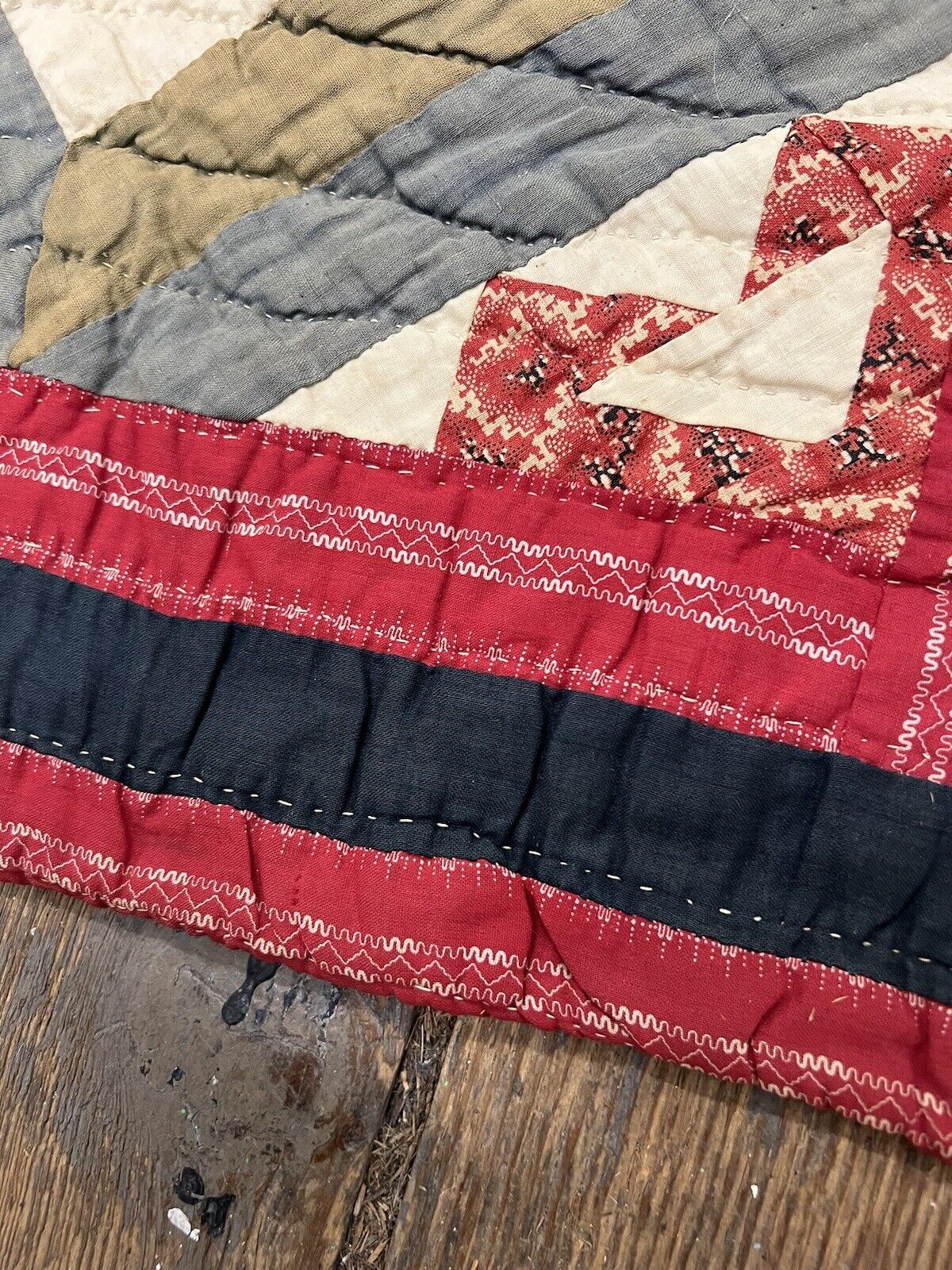 Gorgeous 19th Century Hand Sewn Double T Quilt