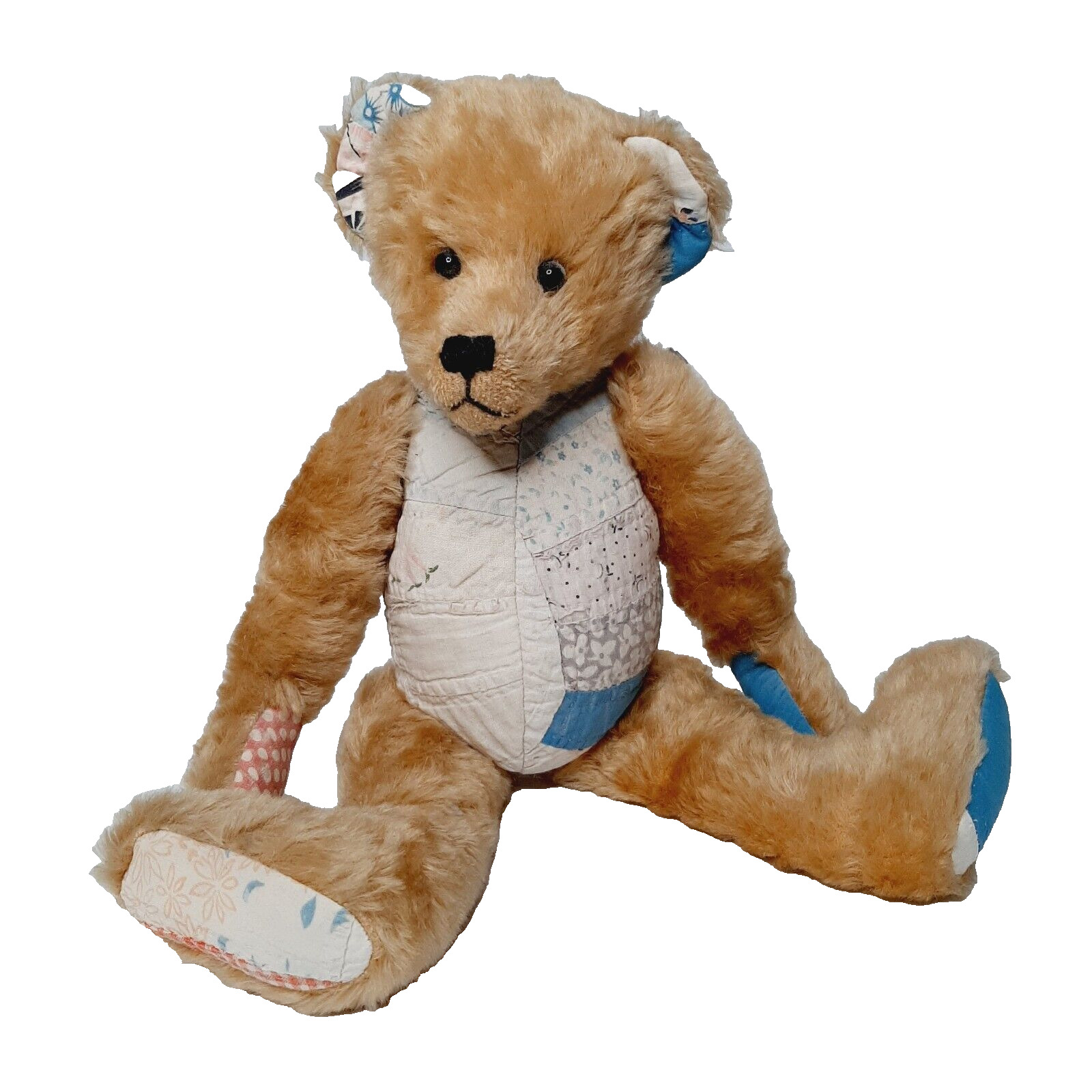Unique 1800s Mohair Teddy Bear Quilt Piece