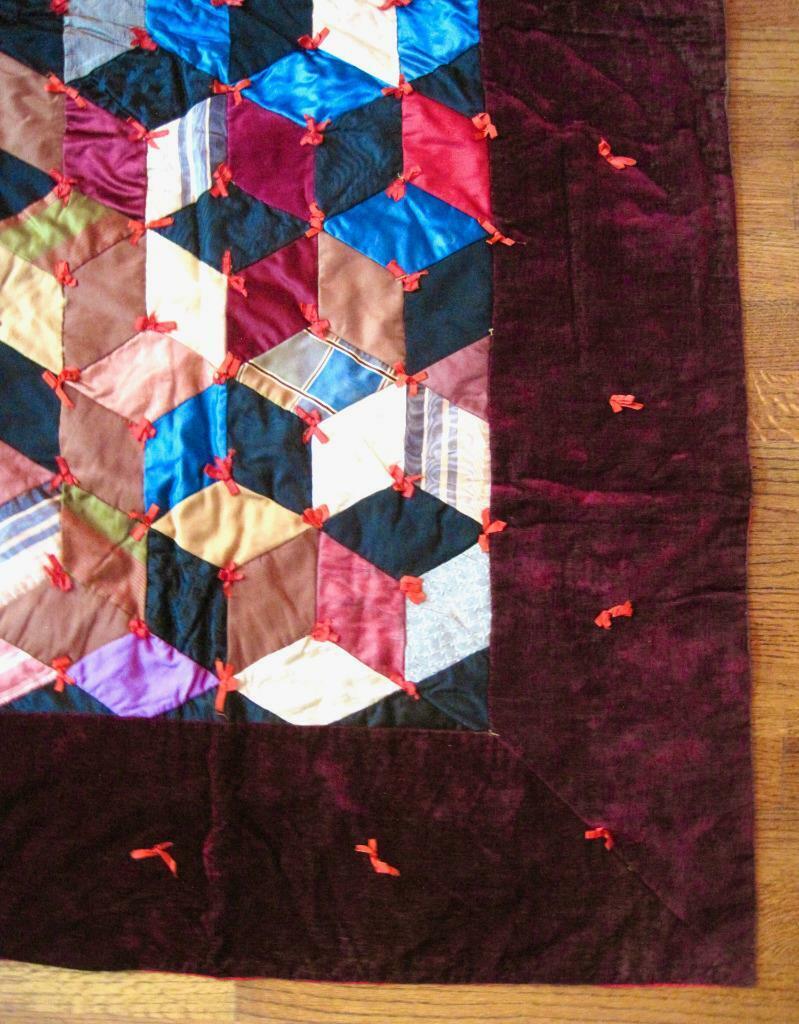 Late 1800s Antique Silk Velvet Crazy Quilt 62x64