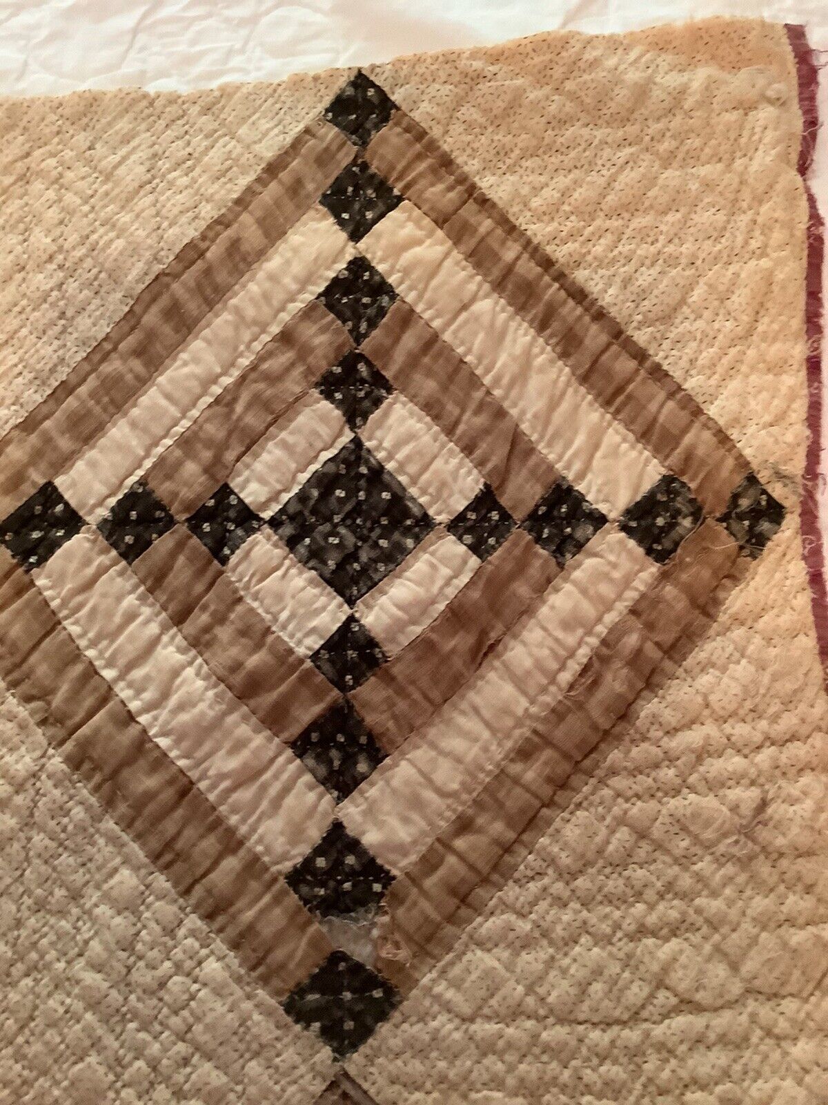 Vintage Hand Quilted Patchwork Quilt Piece