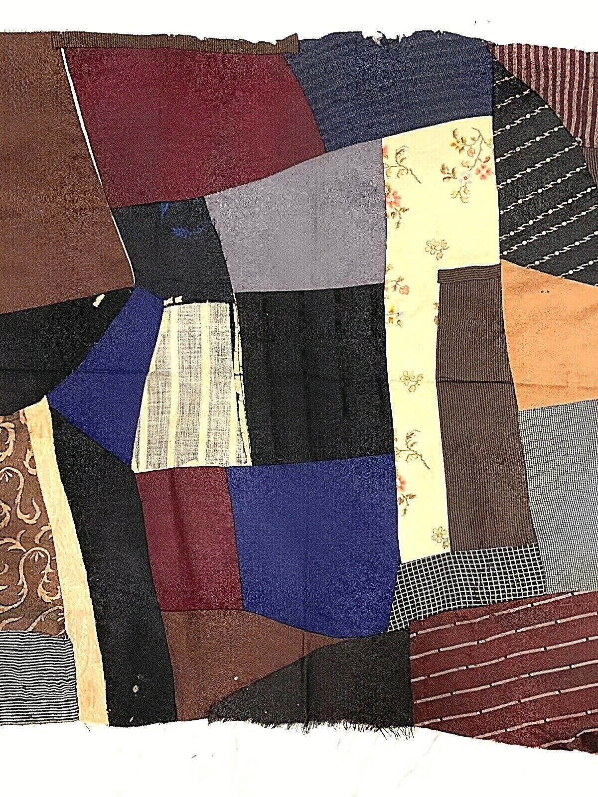 Victorian 1800s Hand-Stitched Crazy Quilt Squares