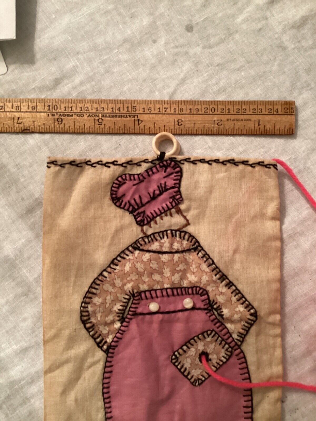 1800s Quilted String Bag - Flour Sack Design