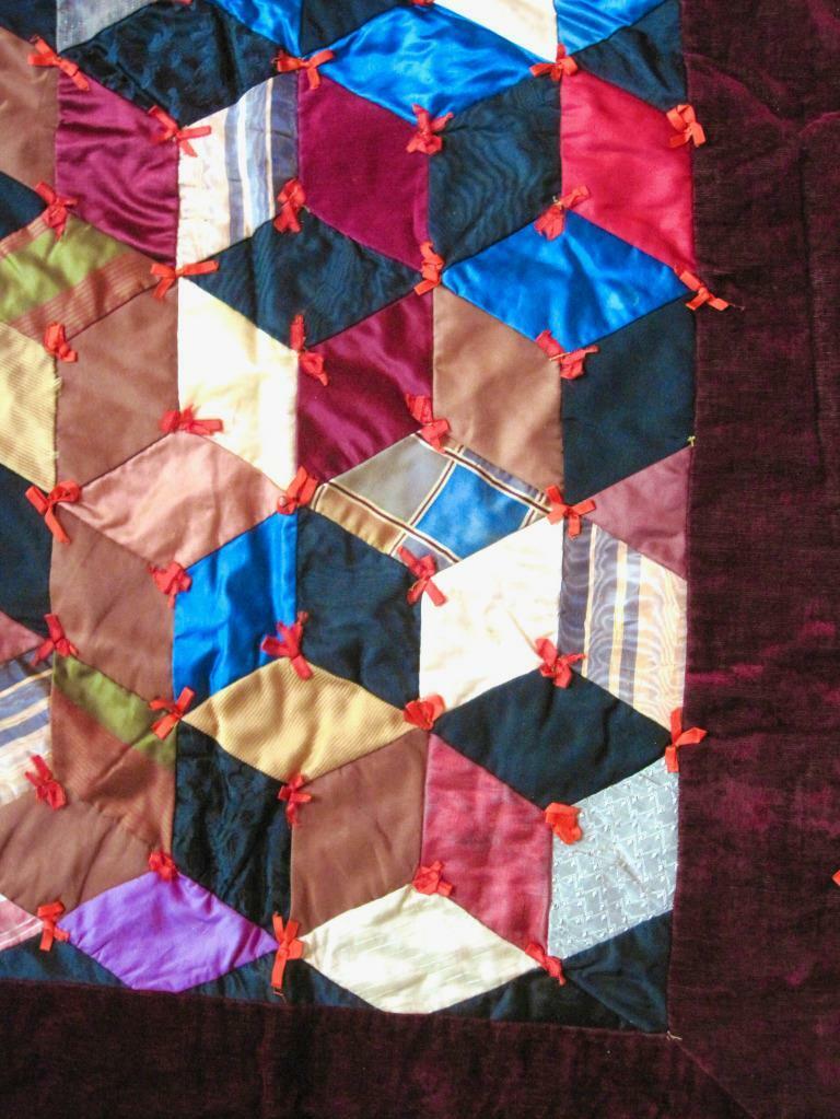 Late 1800s Antique Silk Velvet Crazy Quilt 62x64