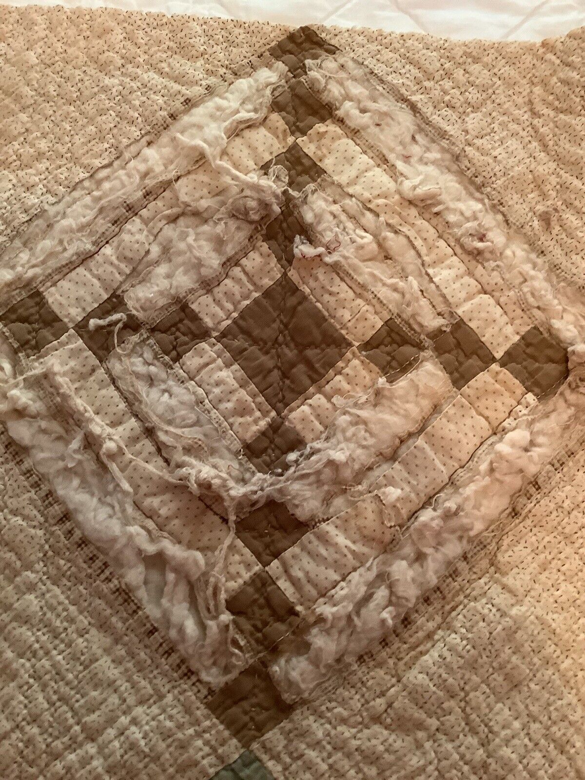 Vintage Hand Quilted Patchwork Quilt Piece