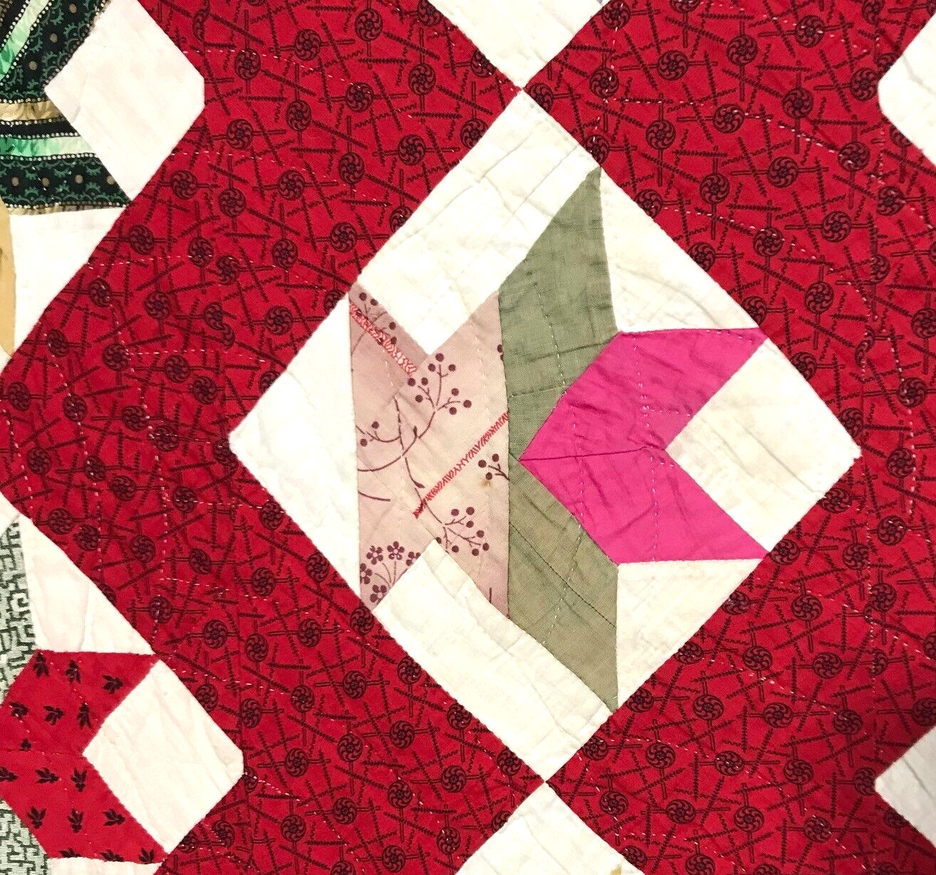 Civil War Era Antique Chevron & Baskets Quilt