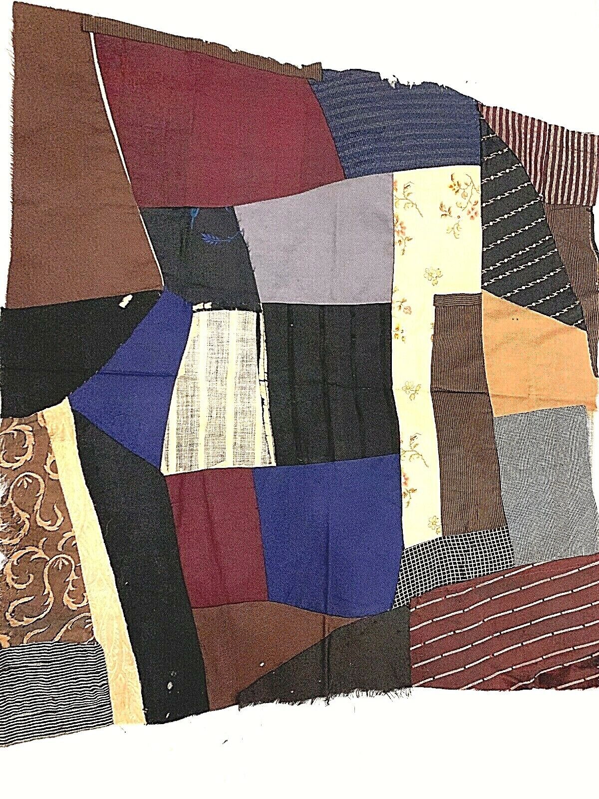 Victorian 1800s Hand-Stitched Crazy Quilt Squares