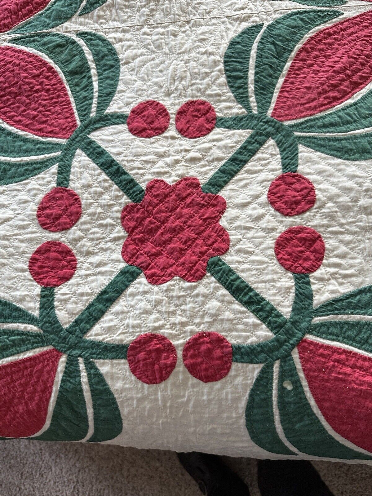 Antique 1800s Civil War Applique Quilt Tulips