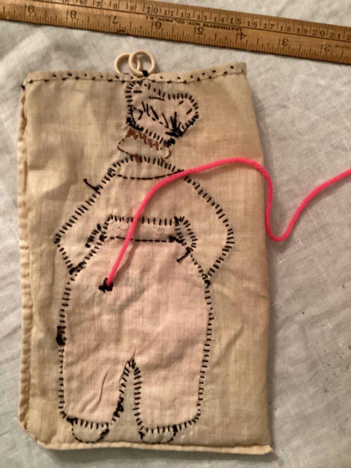 1800s Quilted String Bag - Flour Sack Design