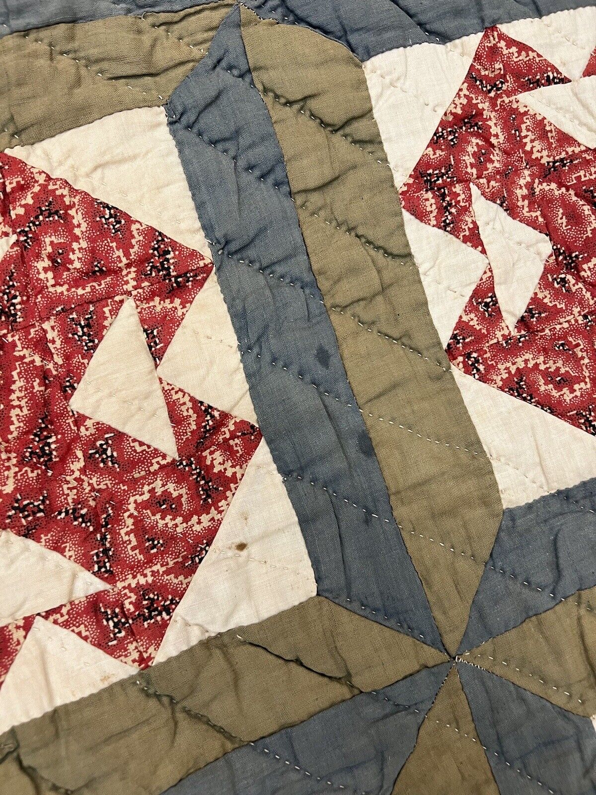 Gorgeous 19th Century Hand Sewn Double T Quilt