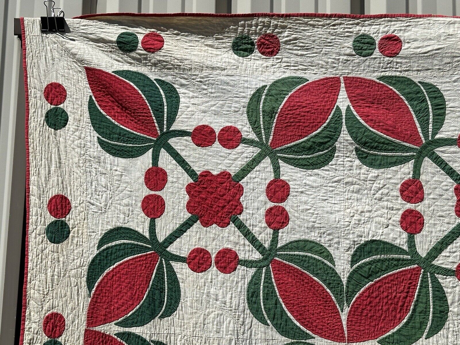 Antique 1800s Civil War Applique Quilt Tulips