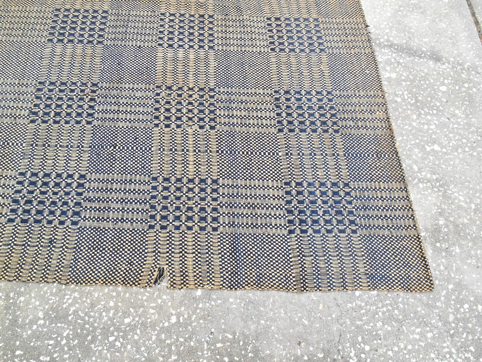 Early 1800s Handmade Loomed Quilt 74" x 99