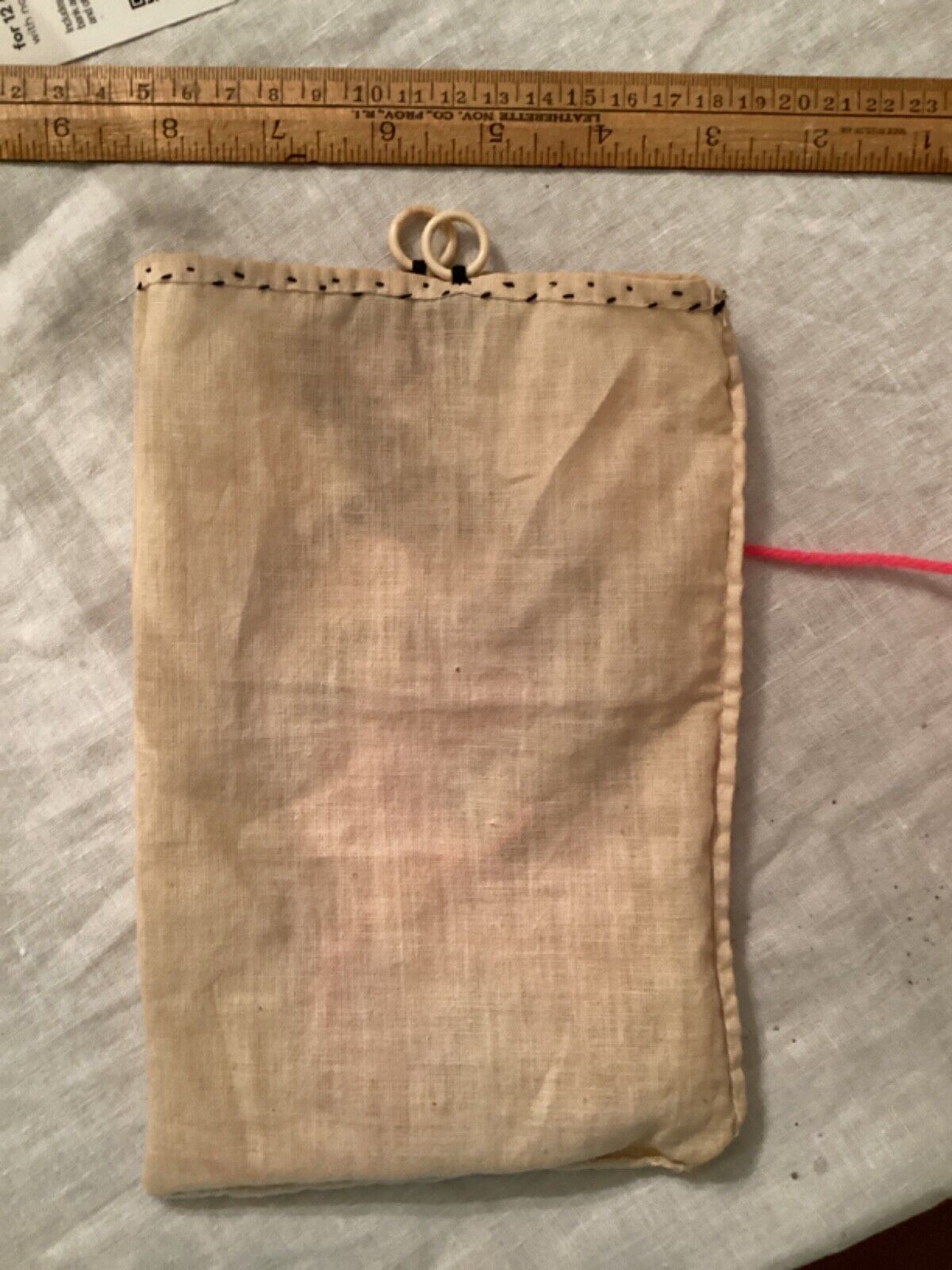 1800s Quilted String Bag - Flour Sack Design