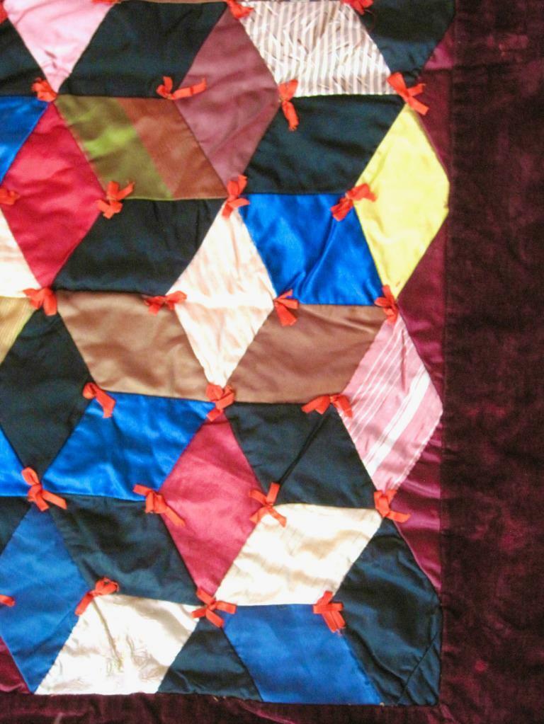 Late 1800s Antique Silk Velvet Crazy Quilt 62x64