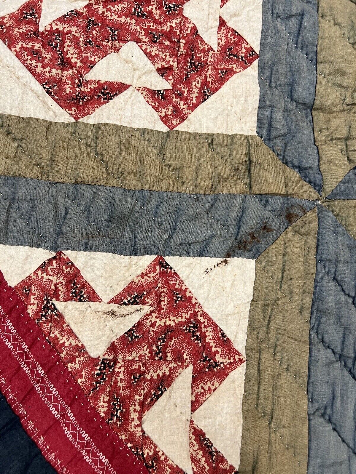 Gorgeous 19th Century Hand Sewn Double T Quilt