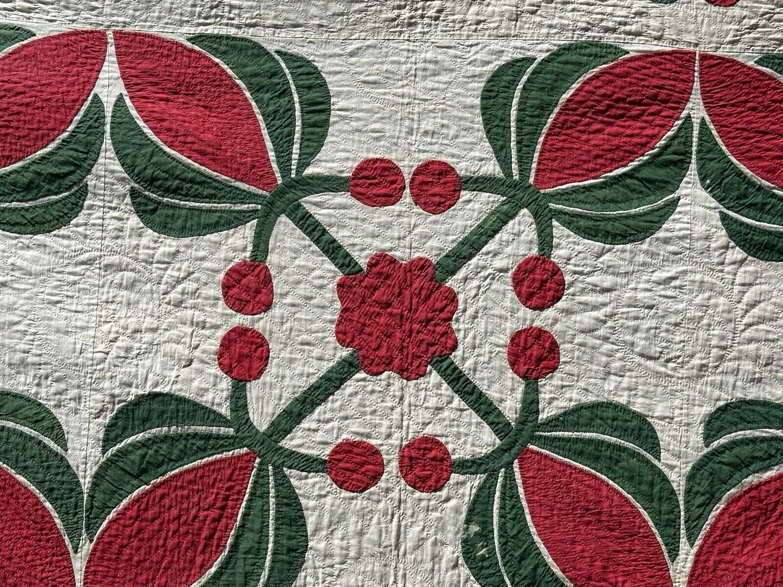 Antique 1800s Civil War Applique Quilt Tulips