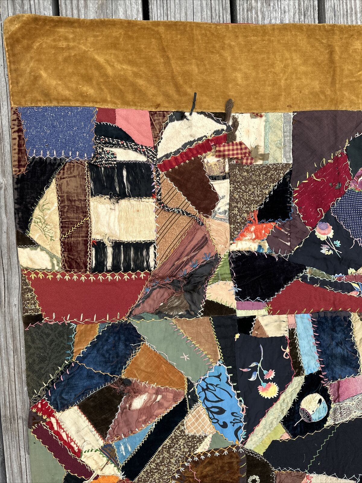 1800s Handcrafted Centennial Crazy Quilt, 68"x43