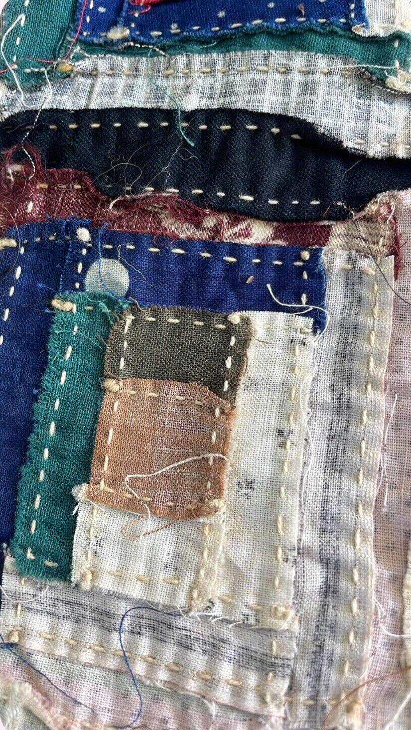 1800s Log Cabin Hand-Pieced Quilt Top 93"x76