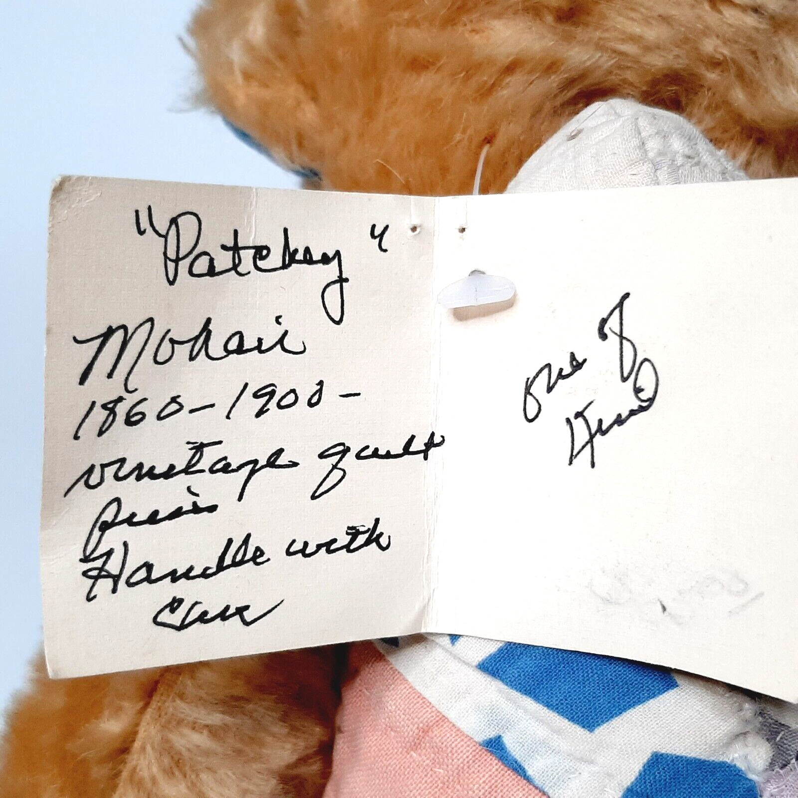 Unique 1800s Mohair Teddy Bear Quilt Piece