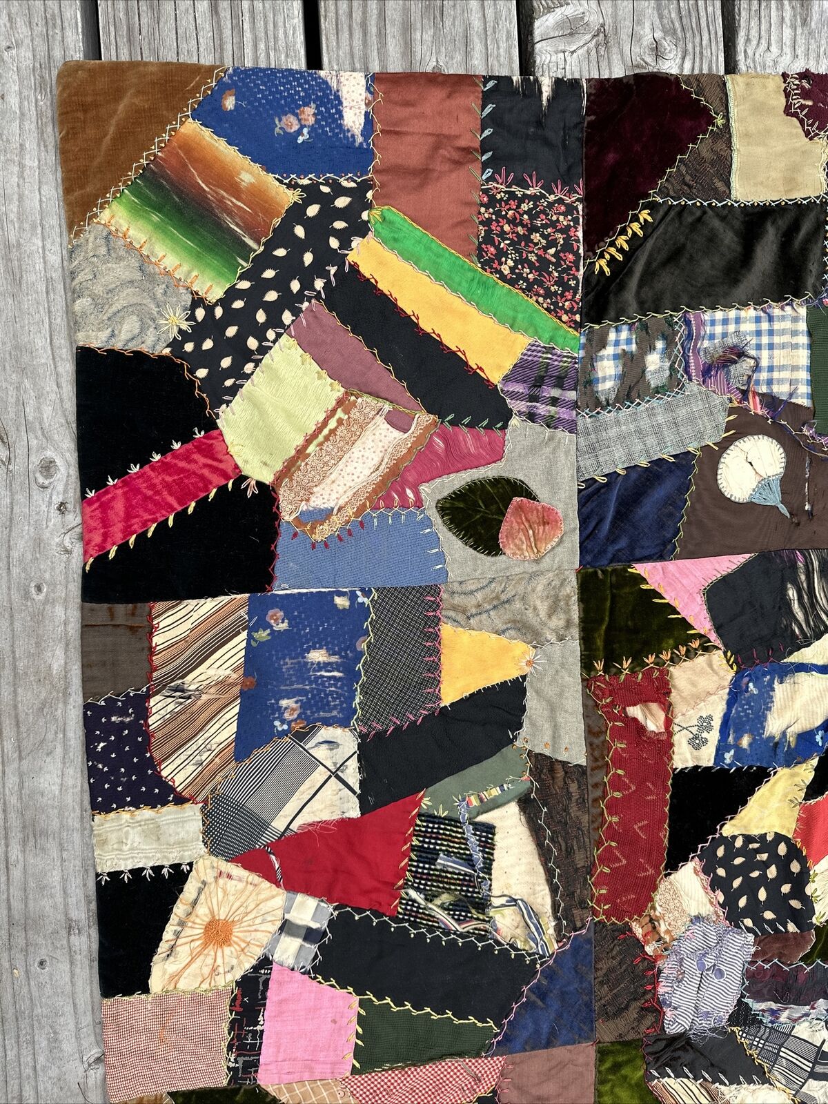 Centennial Handmade Crazy Quilt, 1800s, 69”x42”