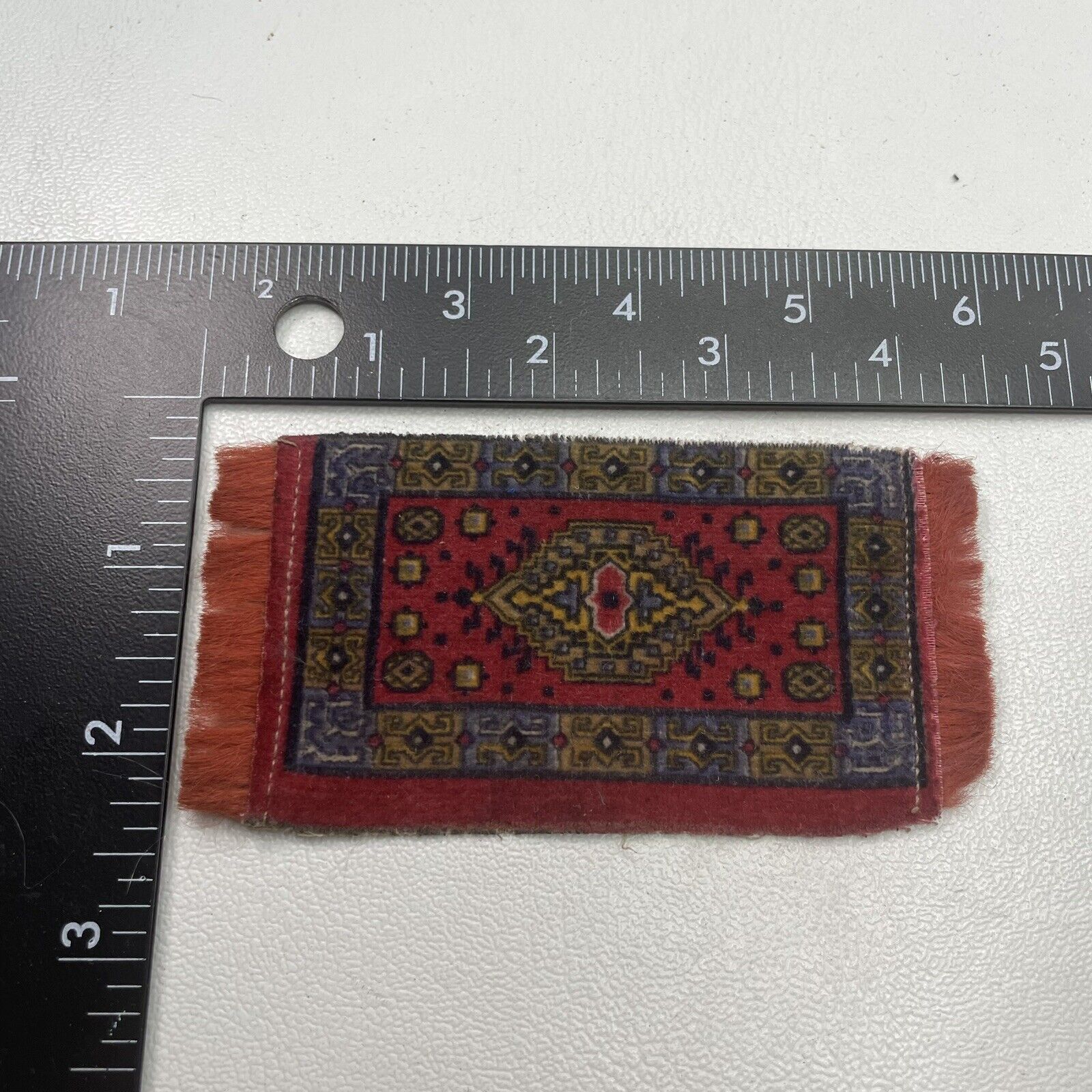 Early 1900s Vintage Tobacco Felt Dollhouse Rug