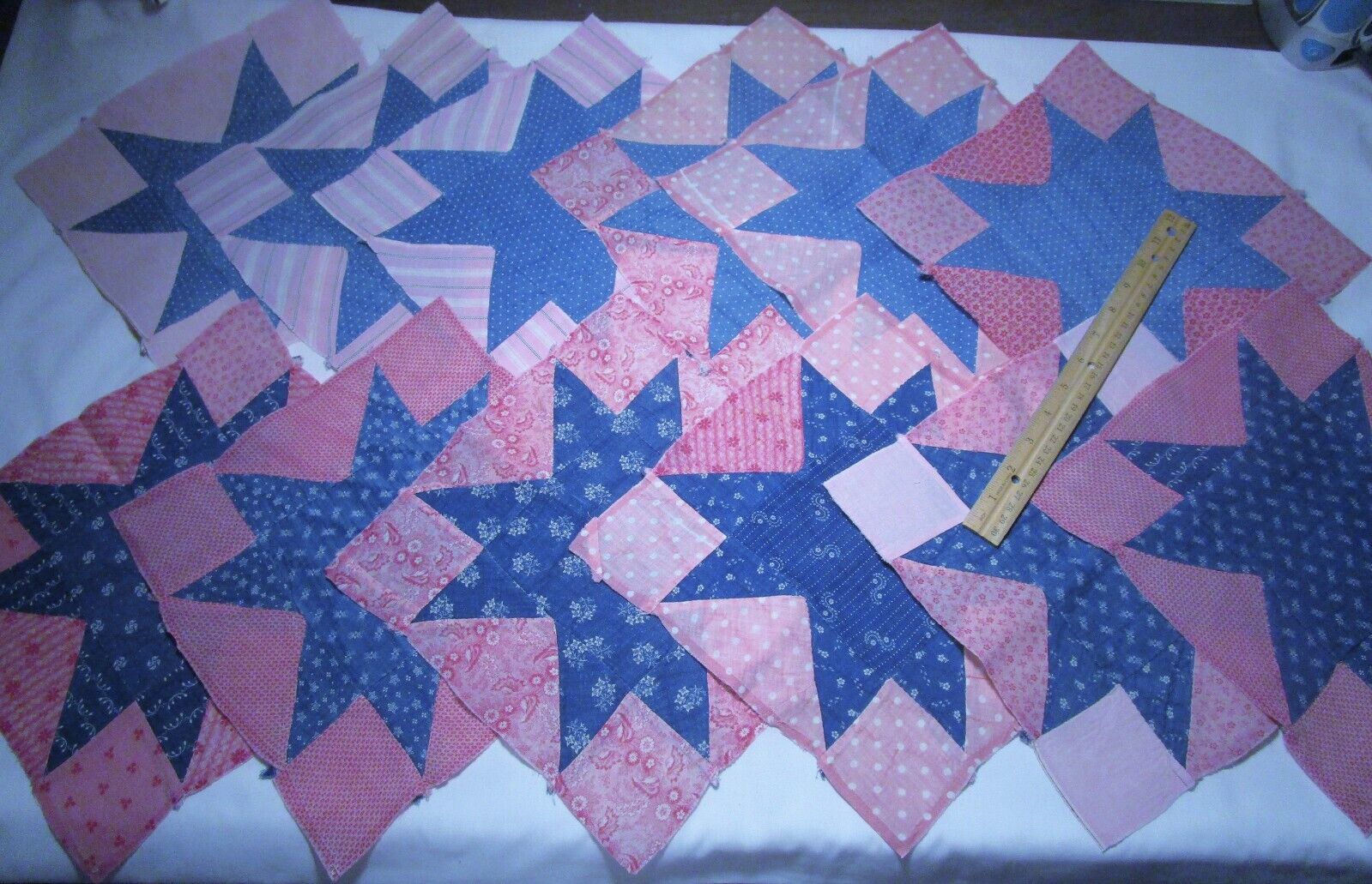 1800s Hand Sewn Antique Quilt Block Set 12 pcs