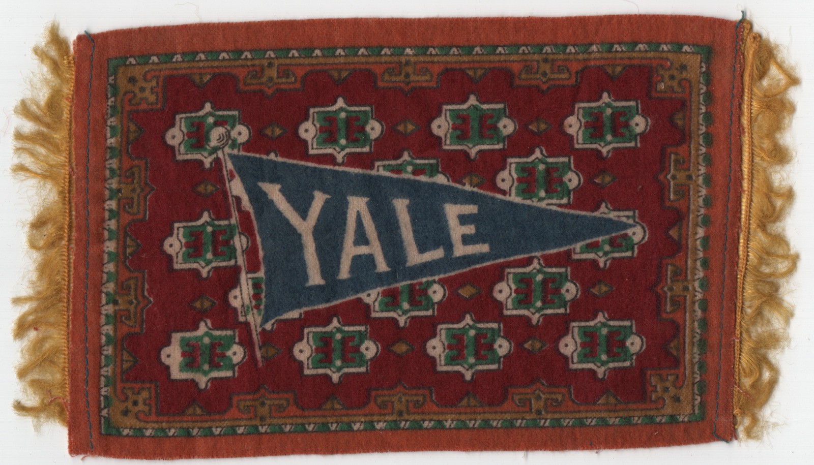 Antique 1900s Yale Felt Tobacco Flag Rug 8.5"x5