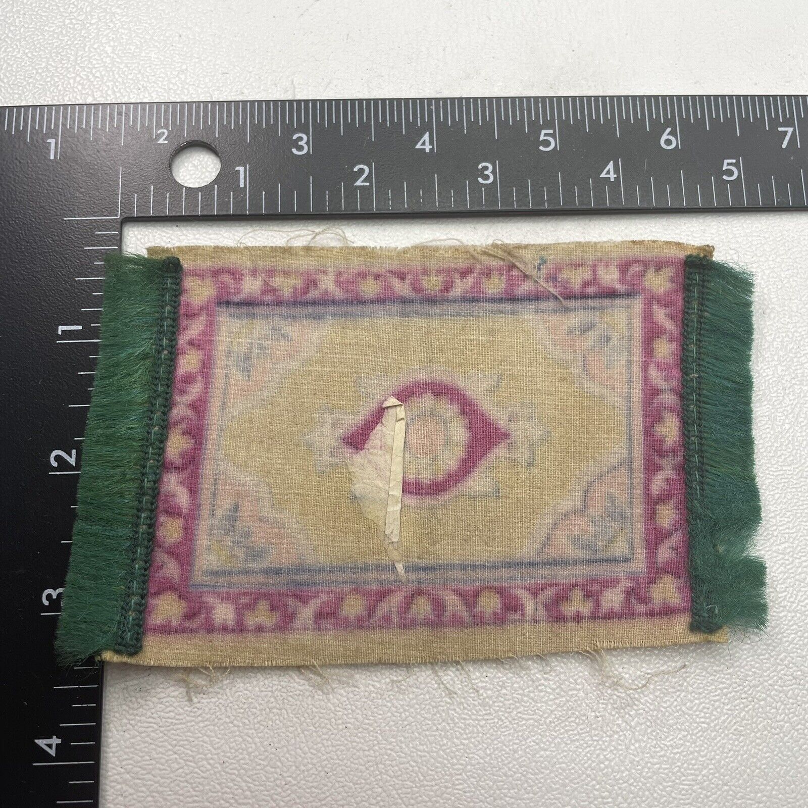 Antique 1900s Tobacco Felt Dollhouse Rug 95x4