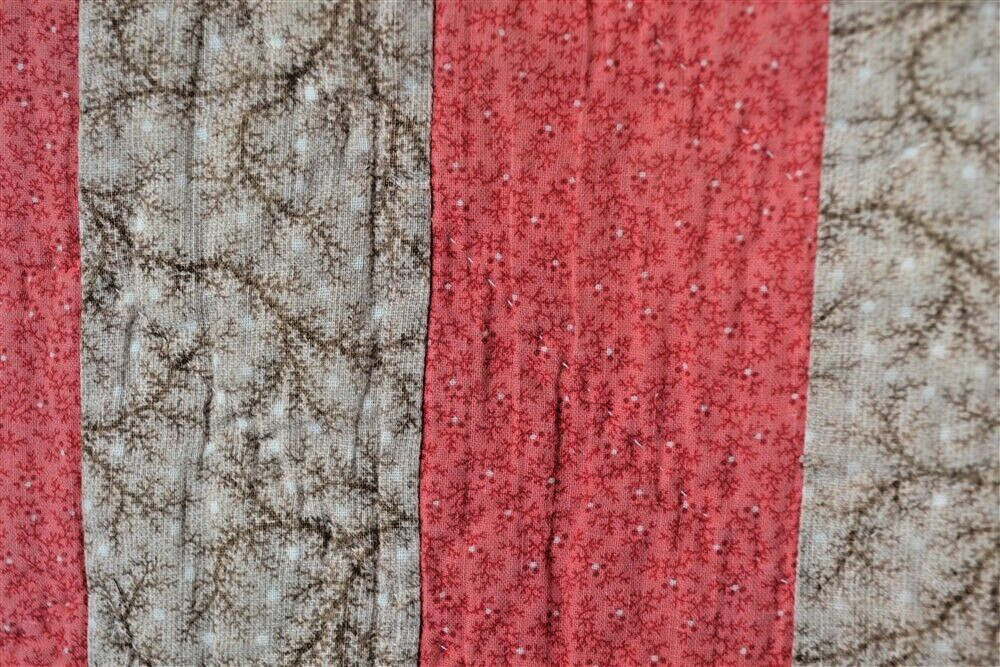 Mid-1800s Pink/Beige Calico Antique Quilt 63x83