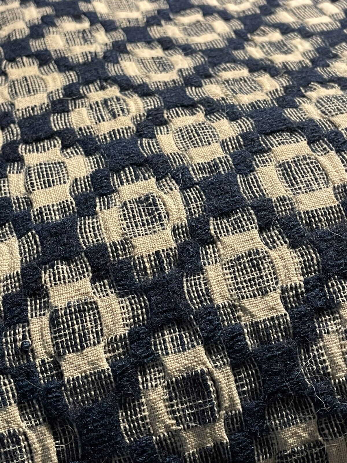 1800s Blue & White Hand Woven Coverlet Quilt