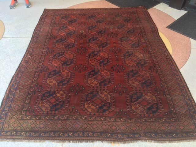 Antique Turkoman Ersari Afghan Wool Rug 7'5" x 9'7