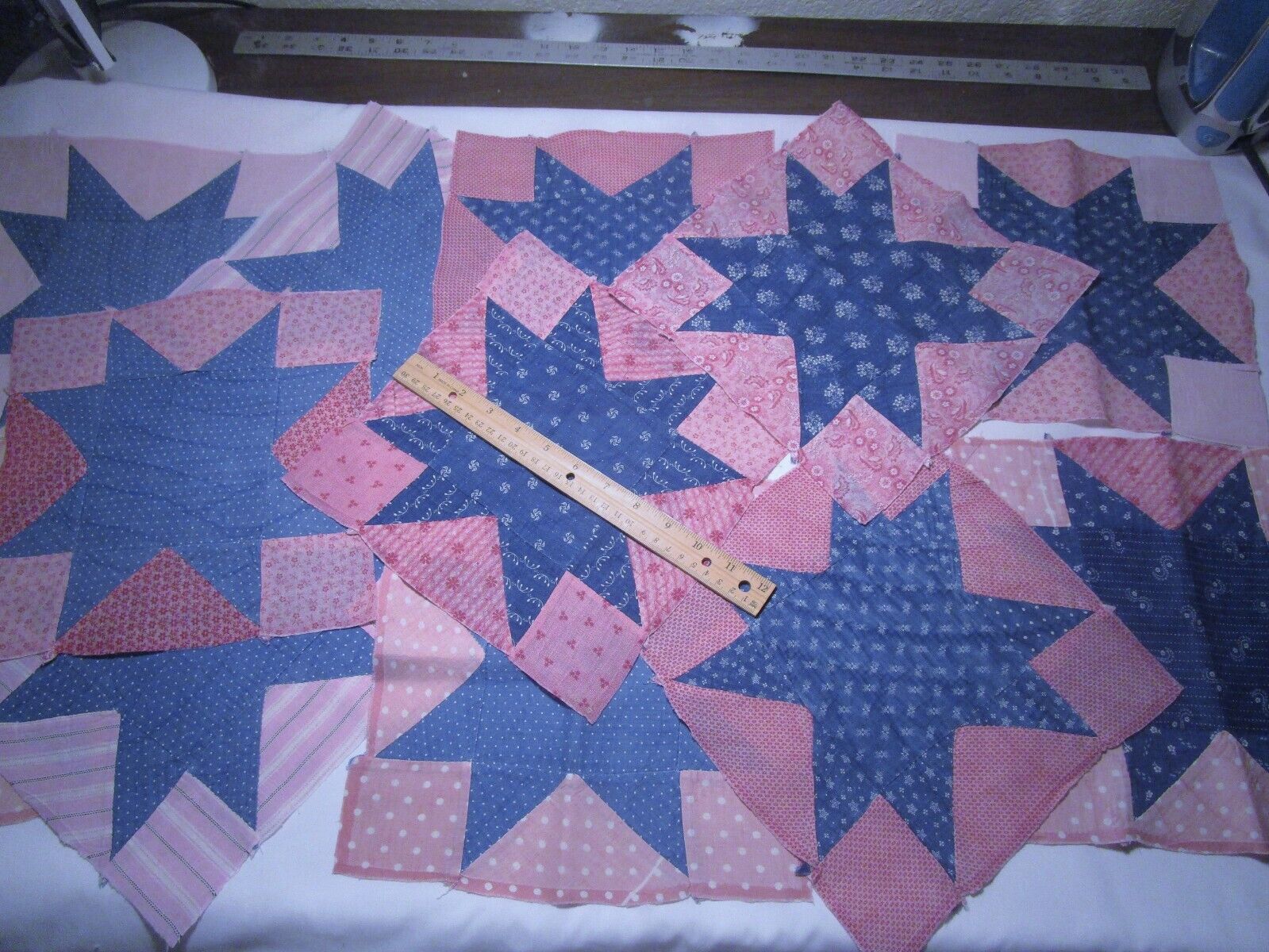 1800s Hand Sewn Antique Quilt Block Set 12 pcs