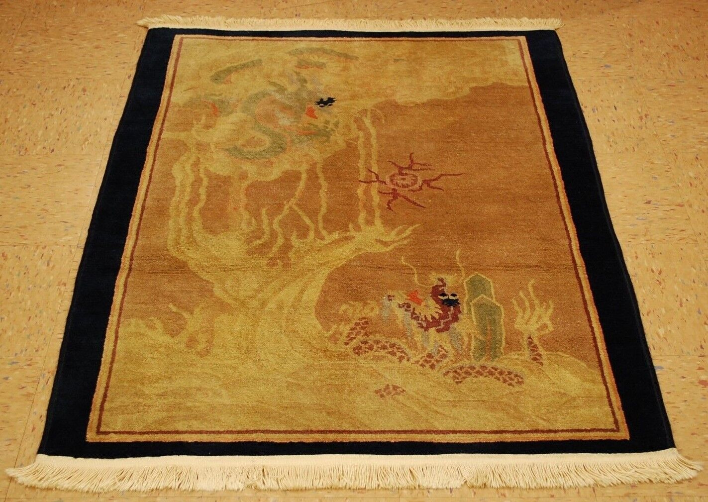 Antique Chinese Sea and Cloud Dragon Rug 3.5x4.7