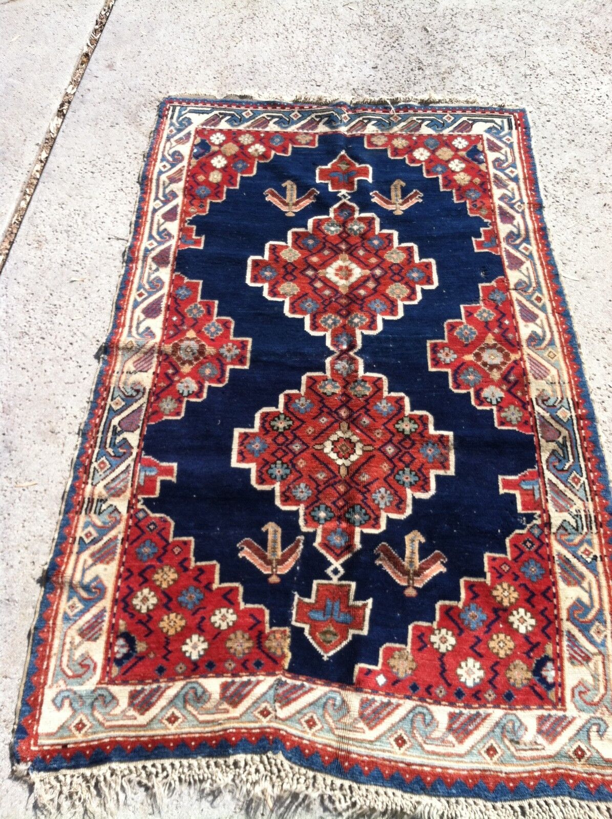 Rare 1900s Hand-Knotted Caucasian Wool Rug 68"x40