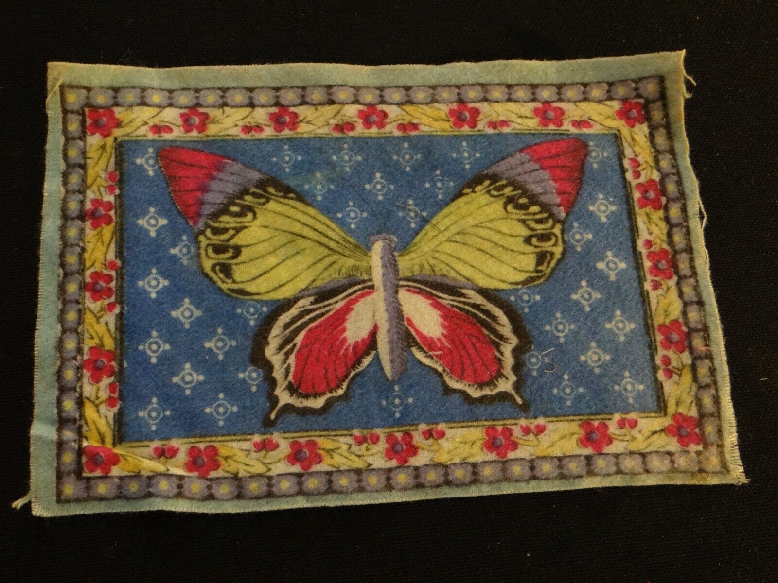 Early 1900s Tobacco Cigar Butterfly Felt Rug