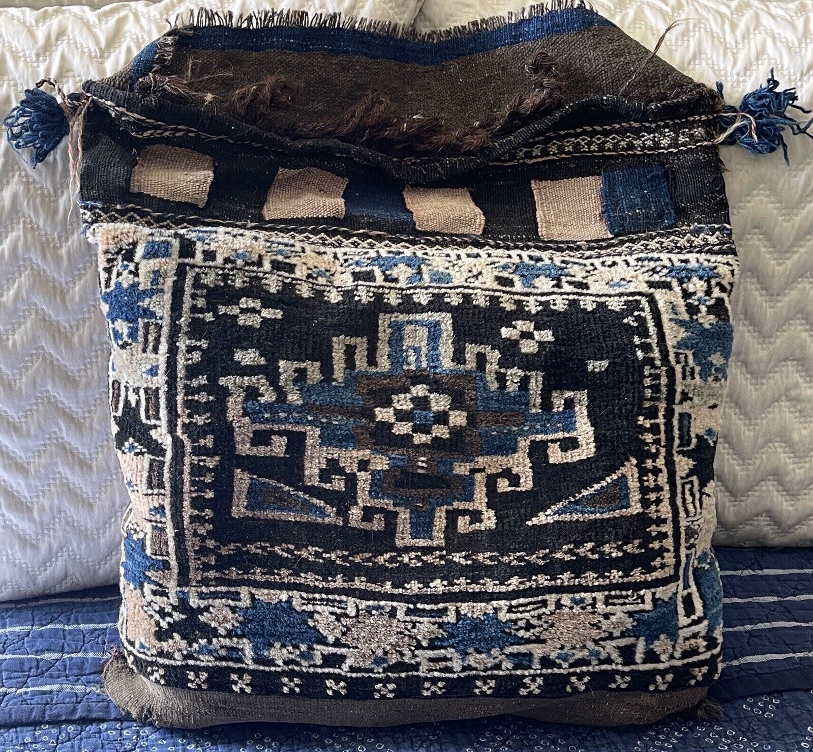 Early 1900s Afghan Persian Pillow Throw Rug