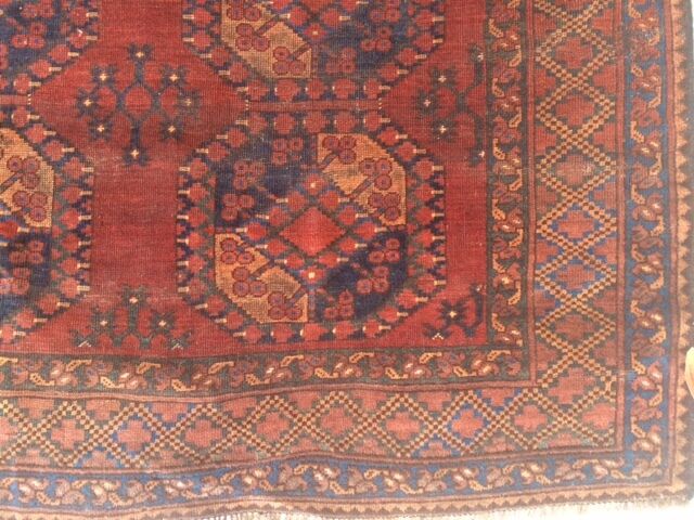 Antique Turkoman Ersari Afghan Wool Rug 7'5" x 9'7