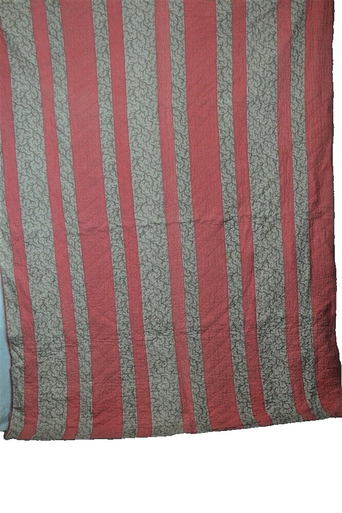 Mid-1800s Pink/Beige Calico Antique Quilt 63x83