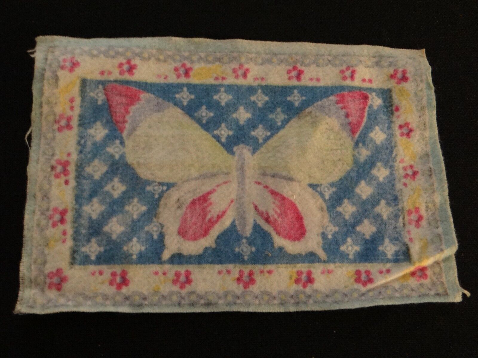 Early 1900s Tobacco Cigar Butterfly Felt Rug