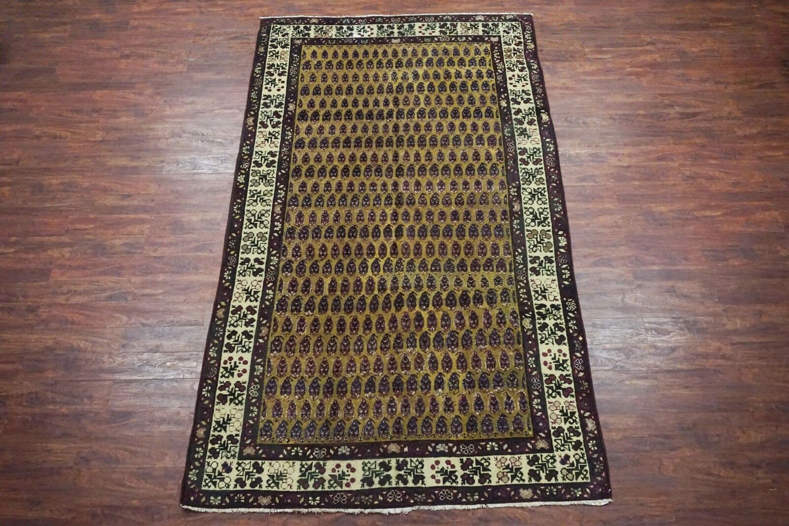 Antique Hand-Knotted 7x12 Paisley Agra Runner